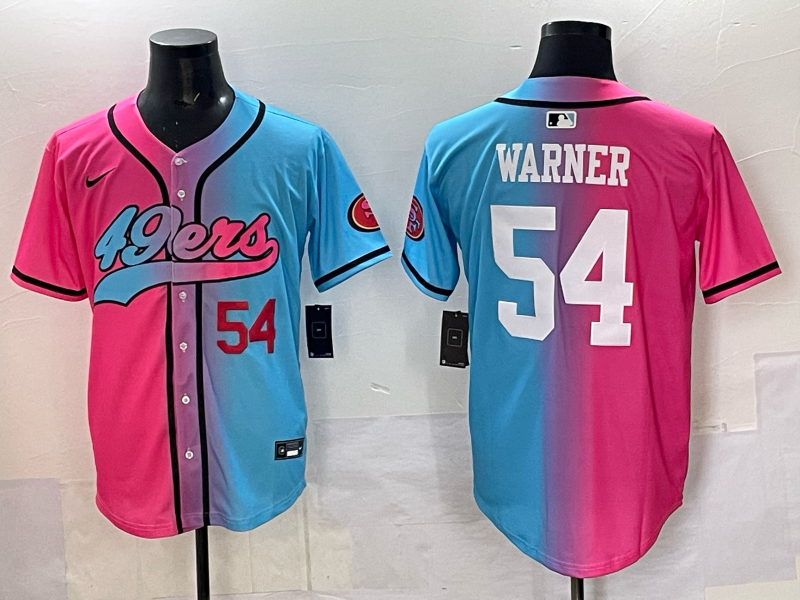Men 2025 San Francisco 49ers #54 Warner Pink Blue pink Nike Limited NFL Jersey 014